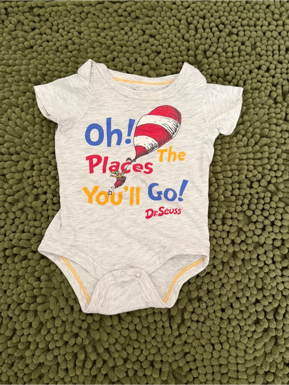 Dr. Seuss 'Oh! The Places You'll Go!' Gray Baby Onesie